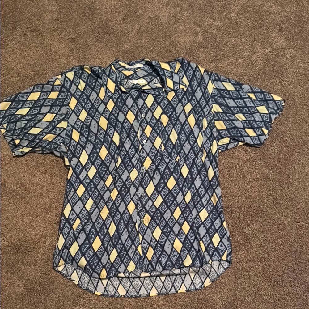 Geometric Patterned Shirt in Blue and Yellow